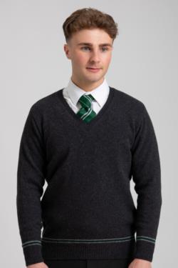 GREEN AND SILVER SWEATER 100% LAMBSWOOL